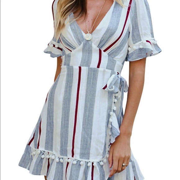 Striped linen and cotton mini dress - Picture 4 of 5